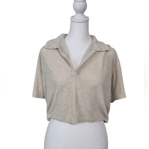 Gilly Hicks Cream Cropped Super Soft Tee Size Medium